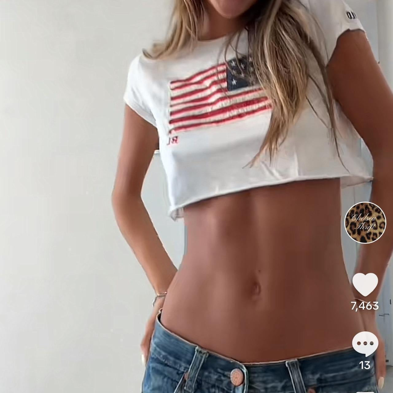 Vintage Ralph Lauren American flag preppy baby tee