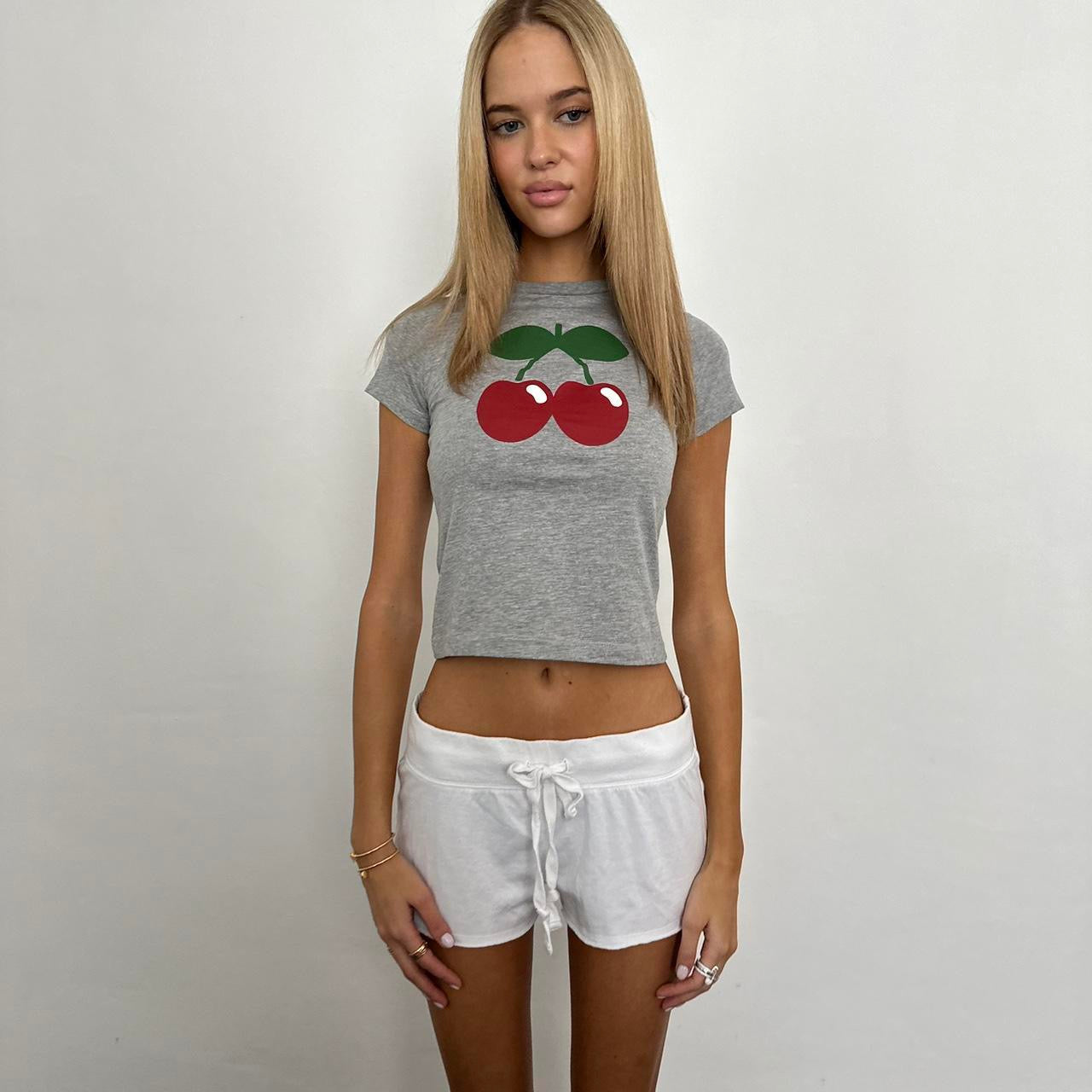 Vintage grey 🍒 baby tee