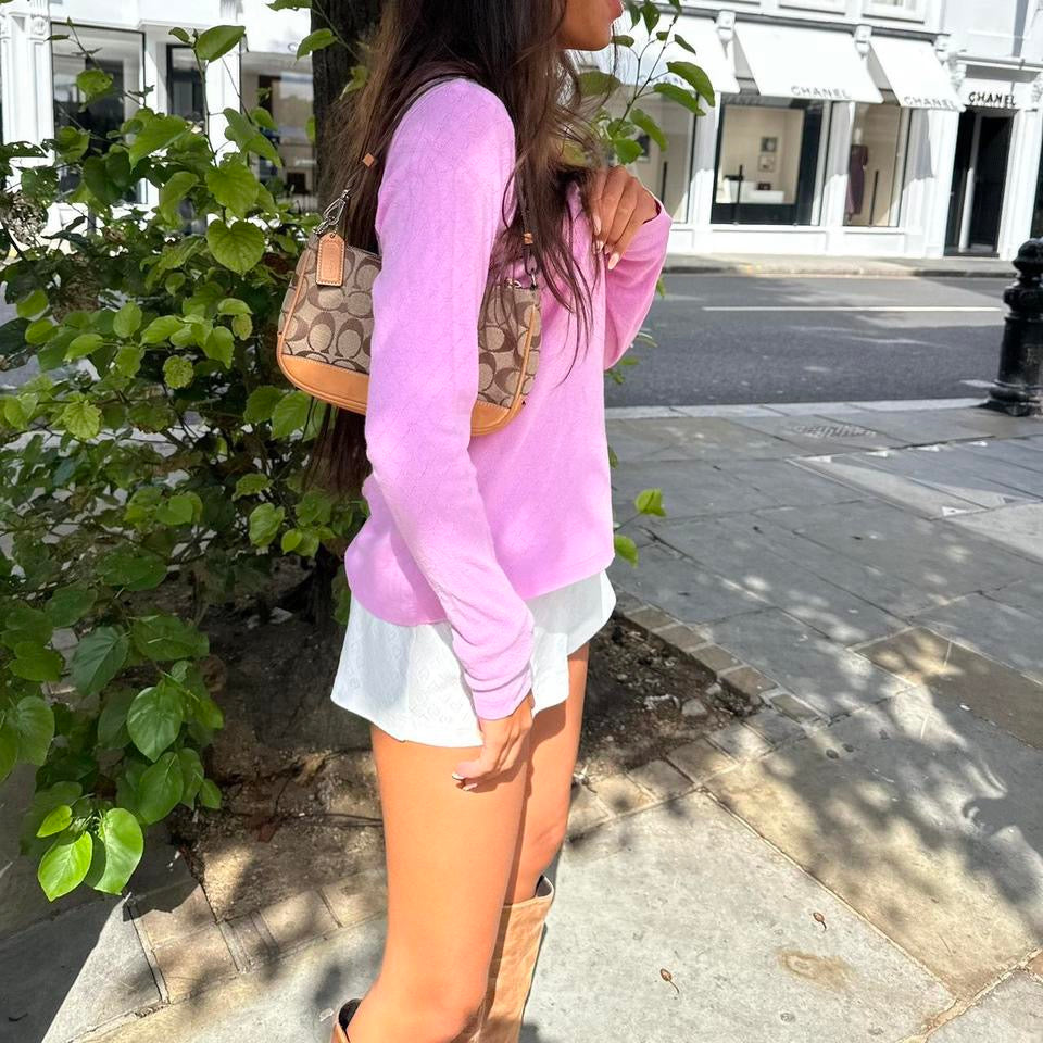 Vintage Ralph Lauren pink pointelle long sleeve top