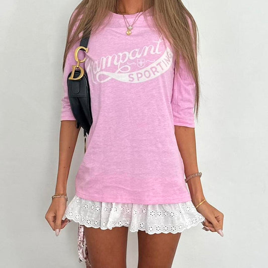 Vintage 00s sporty varsity pink top