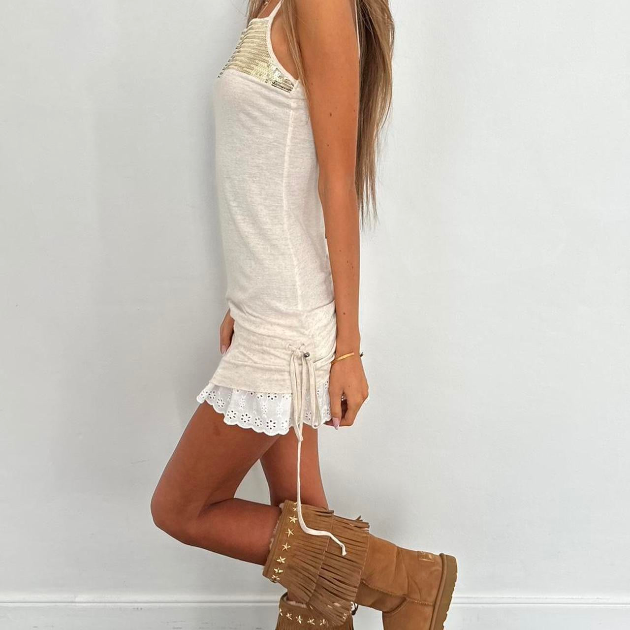 Vintage 2000’s cream gold sequin cami top