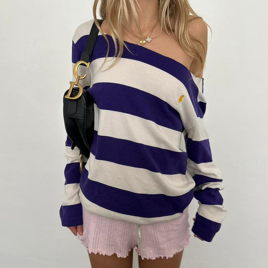 Vintage 90’s Ralph Lauren purple stripe long sleeve top