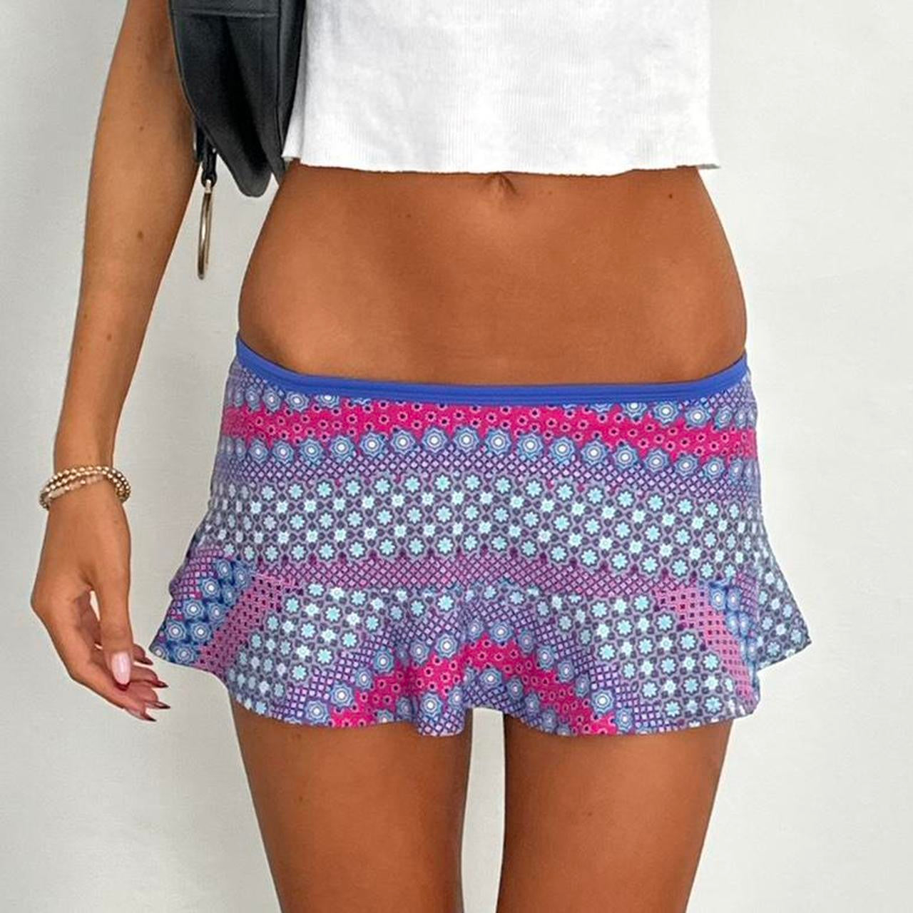 Vintage 90’s blue and pink floral micro mini skirt