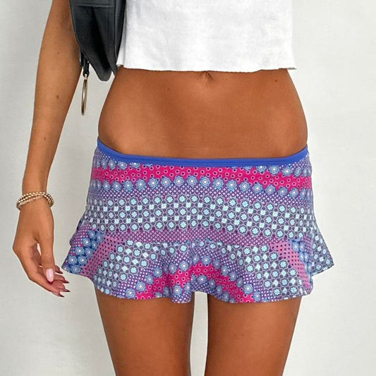Vintage 90’s blue and pink floral micro mini skirt