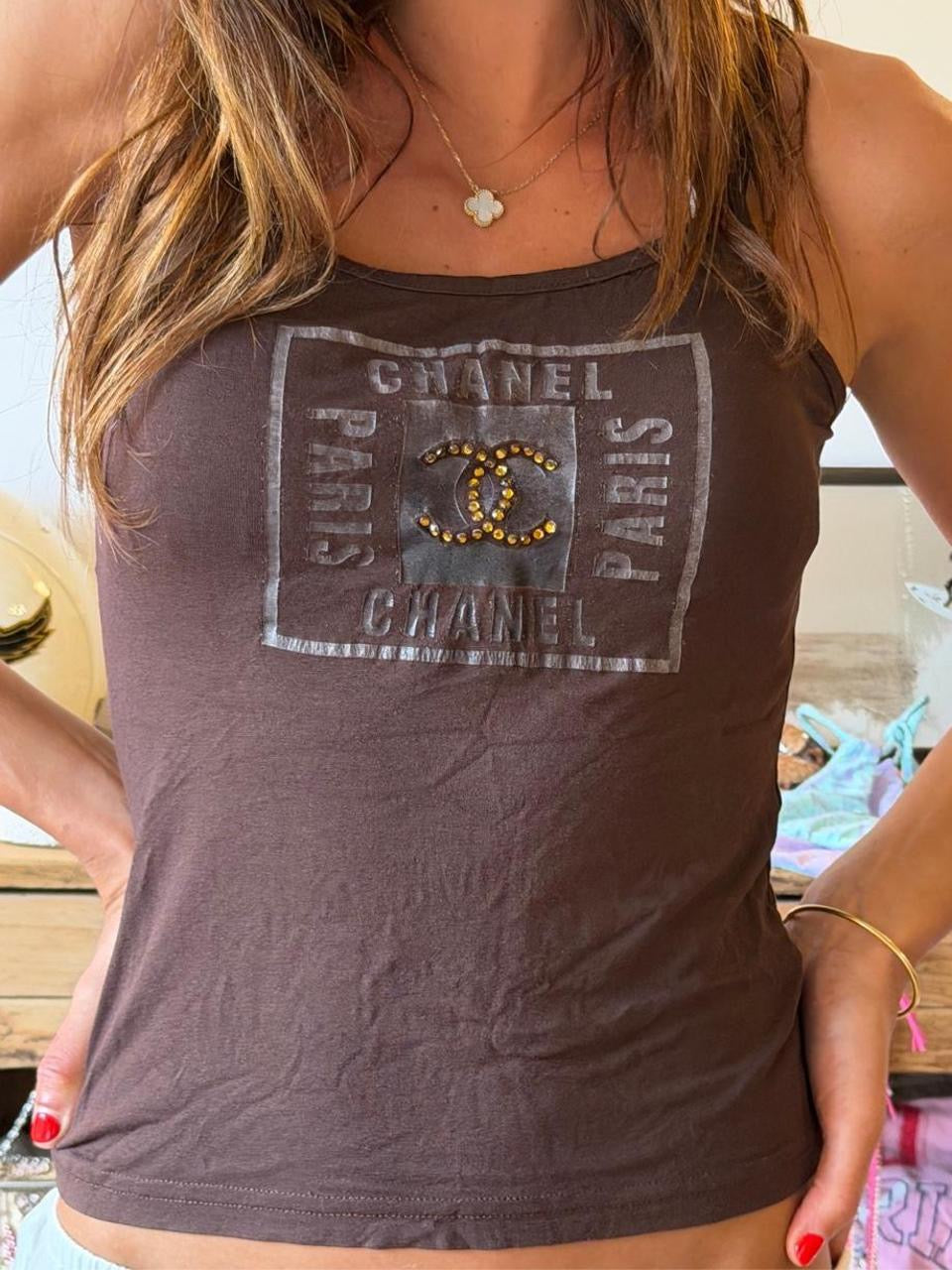 Vintage 00’s brown Chanel VIP gift cami top
