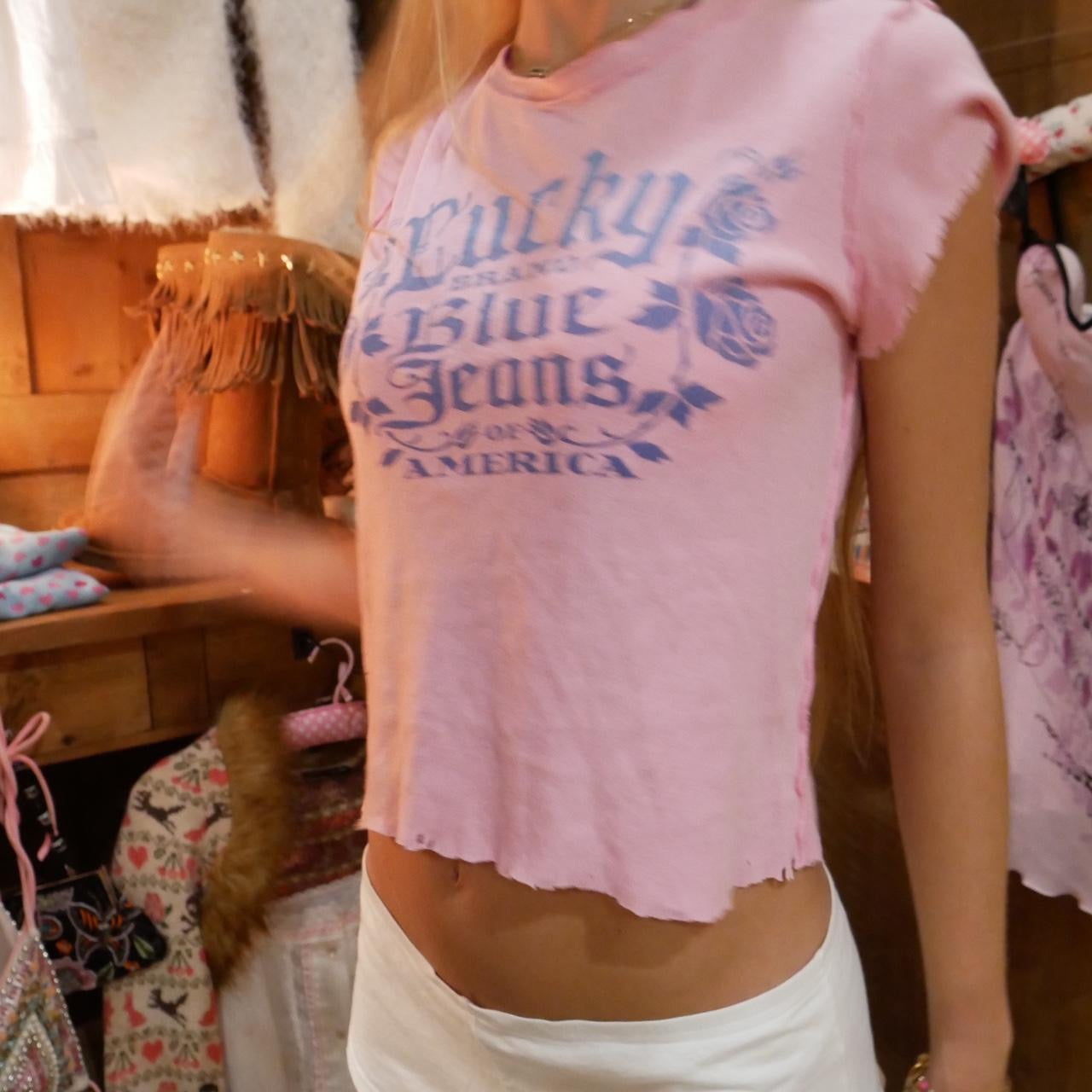 Vintage 90’s Lucky Blue Jeans pink baby tee