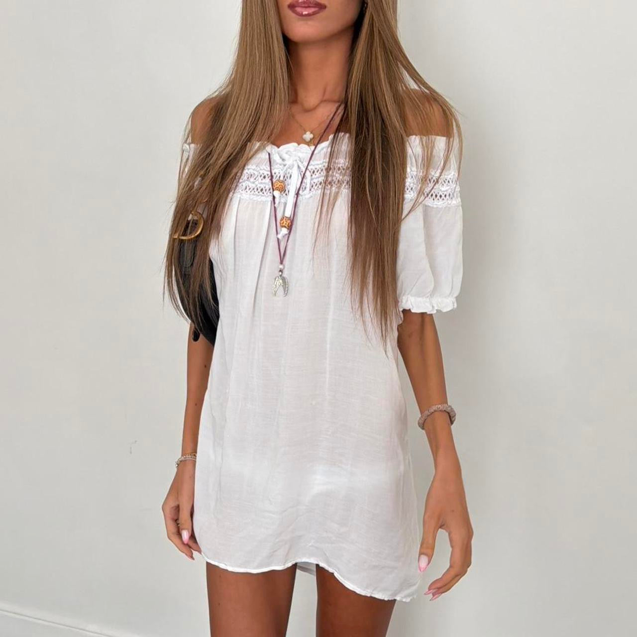 Vintage 2000’s white off the shoulder boho dress