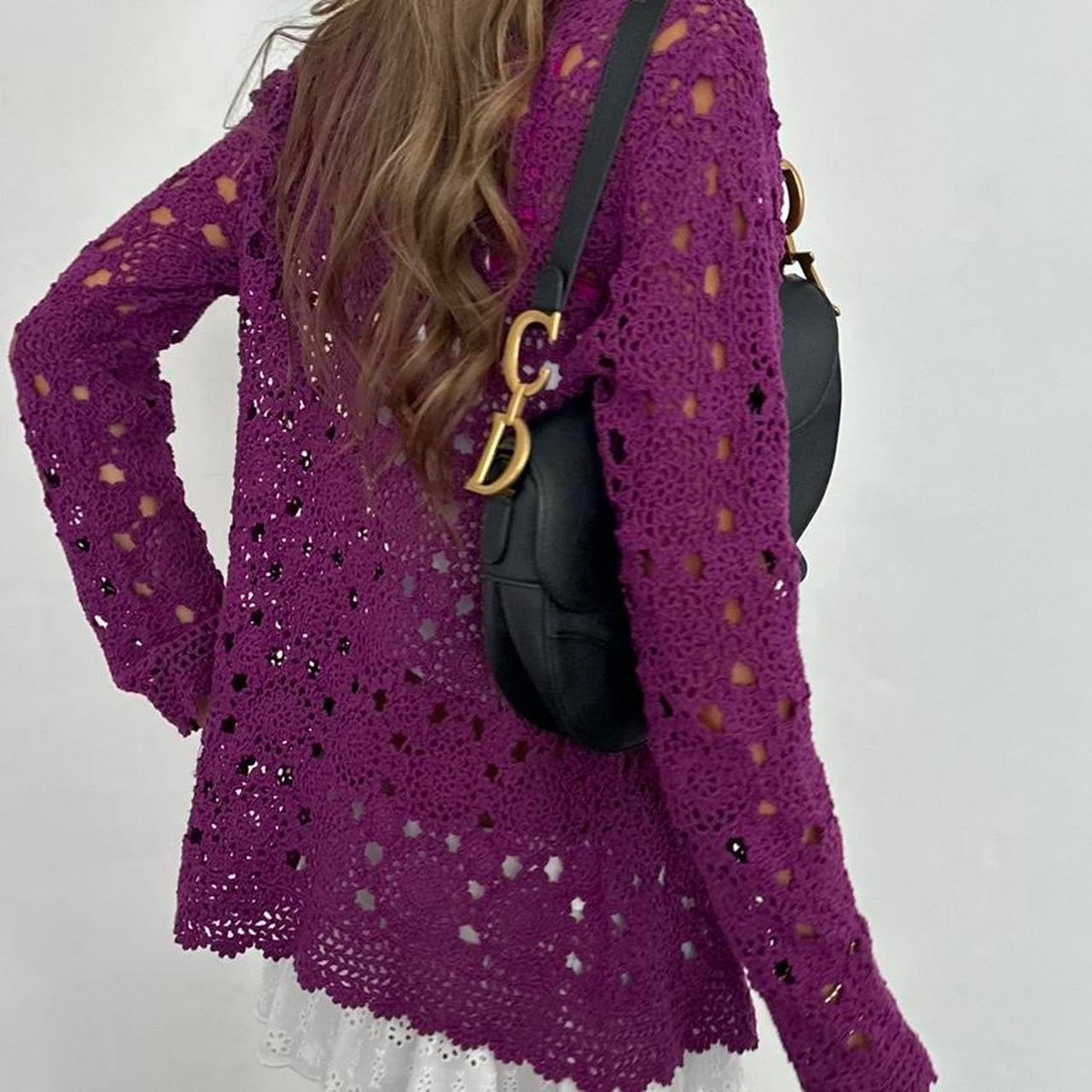 Vintage 90’s purple crochet cardigan