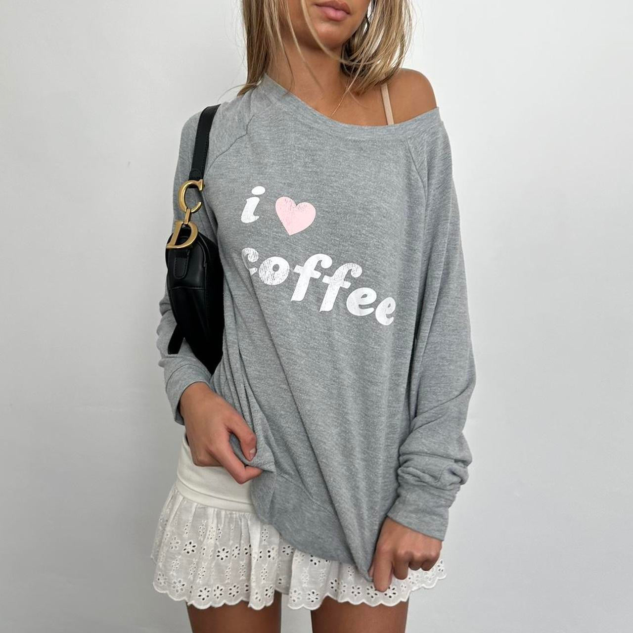 Vintage 2000’s I heart coffee slogan sweater