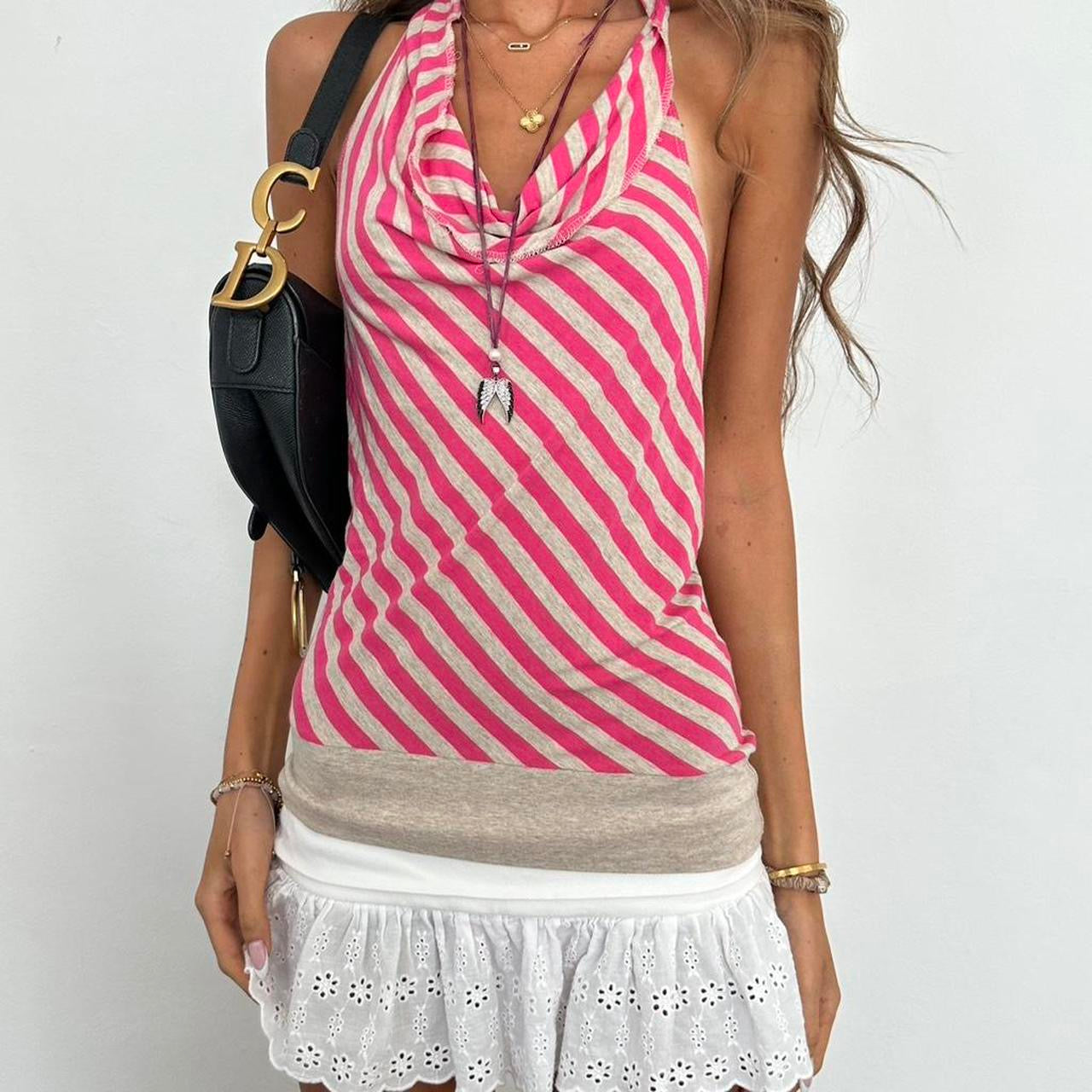 Vintage 00s halter striped top