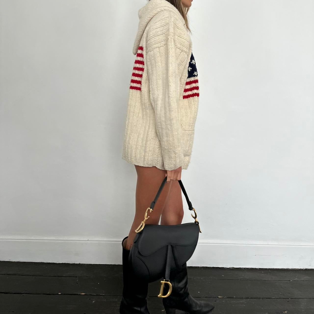 Vintage 90s American flag knit jacket