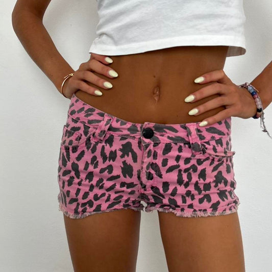 Vintage pink leopard shorts