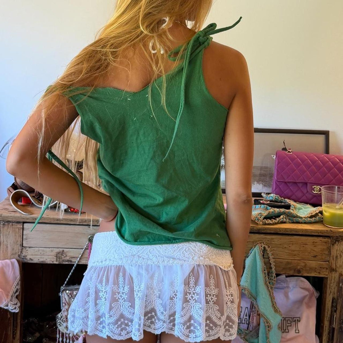Vintage 00s Palm tree graphic island top