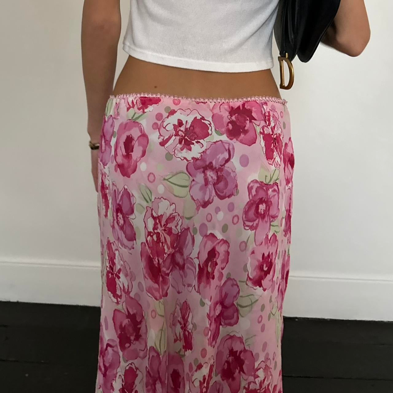 Vintage 90’s pink floral midi skirt