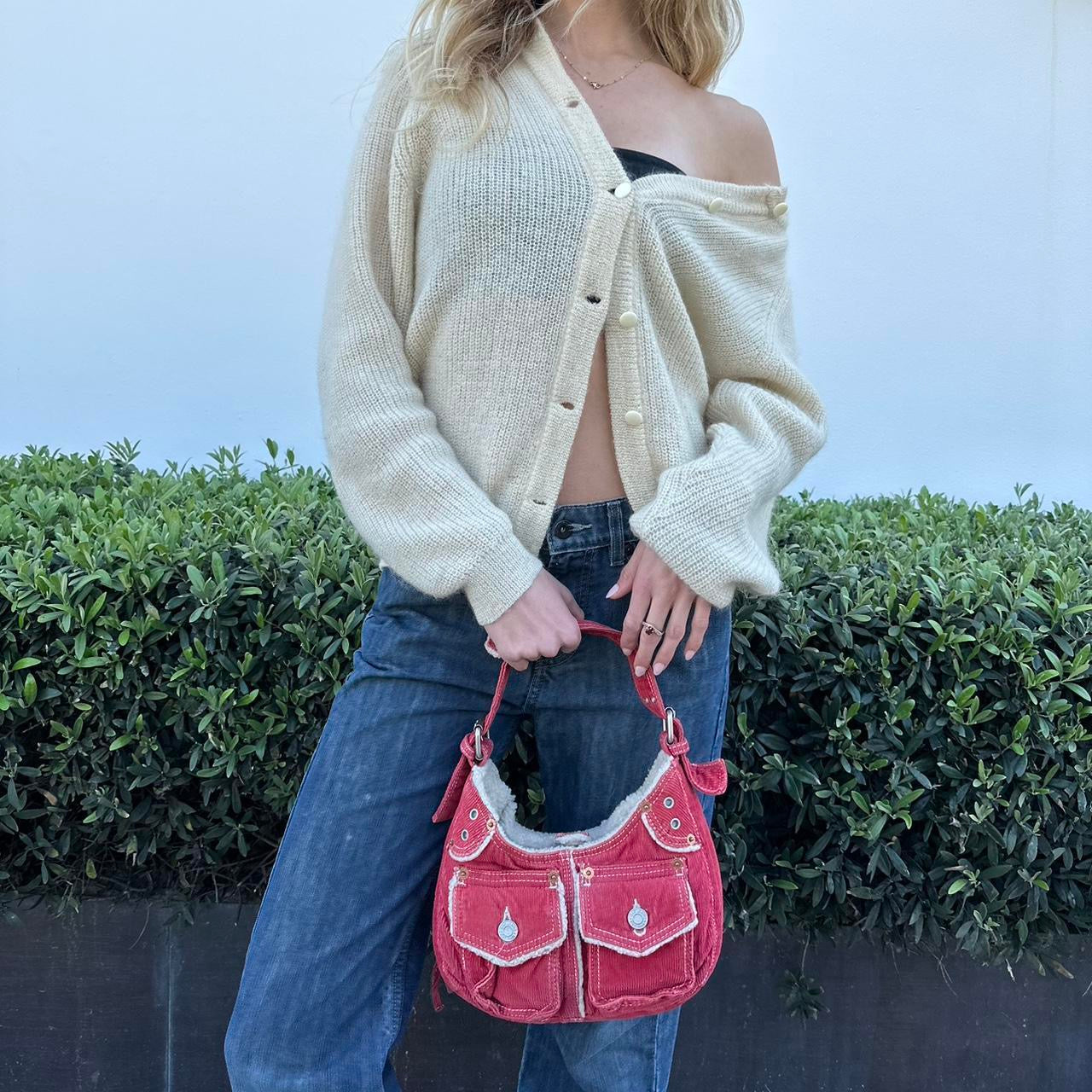 Cute corduroy red bag