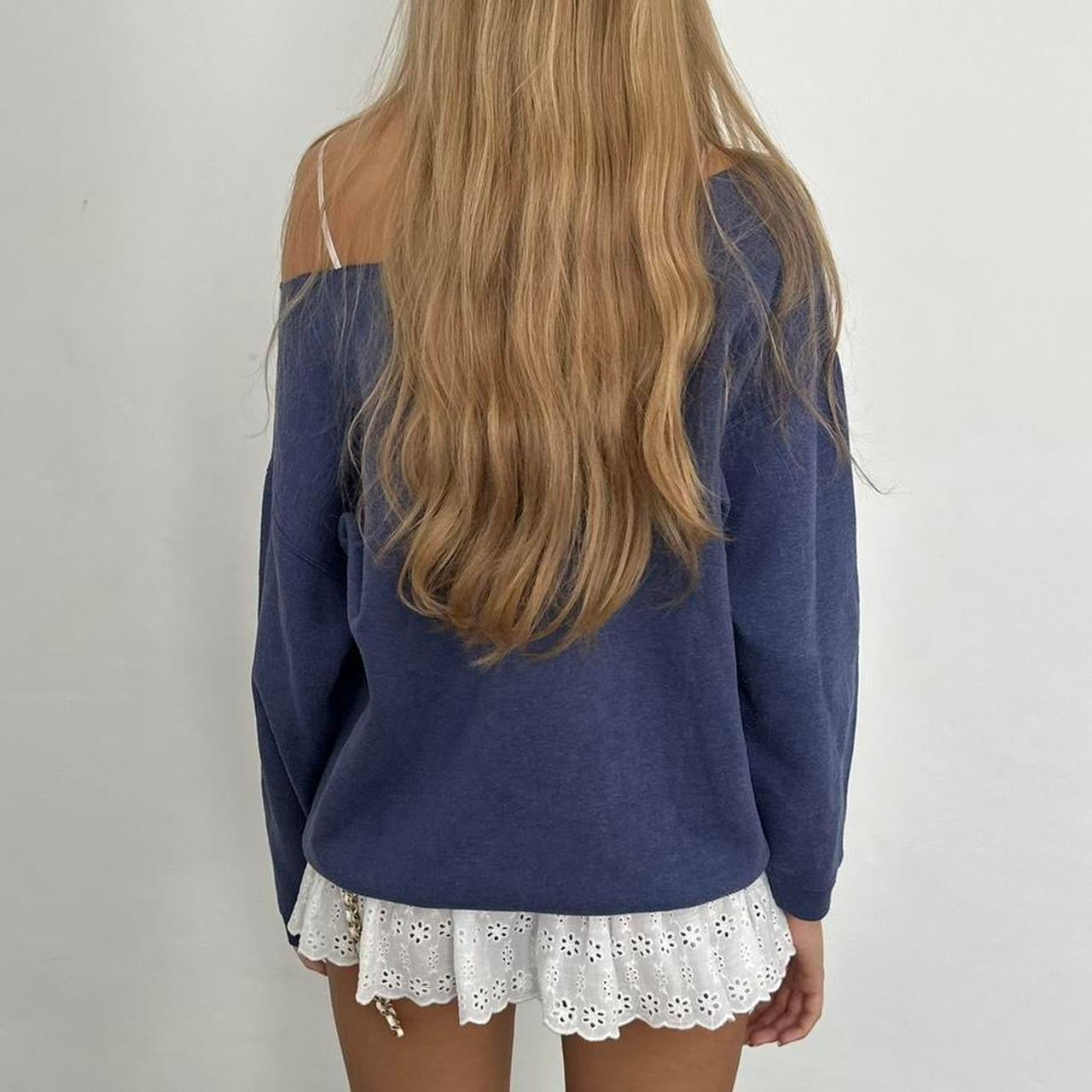 Vintage Paris Sport Club navy off the shoulder sweatshirt