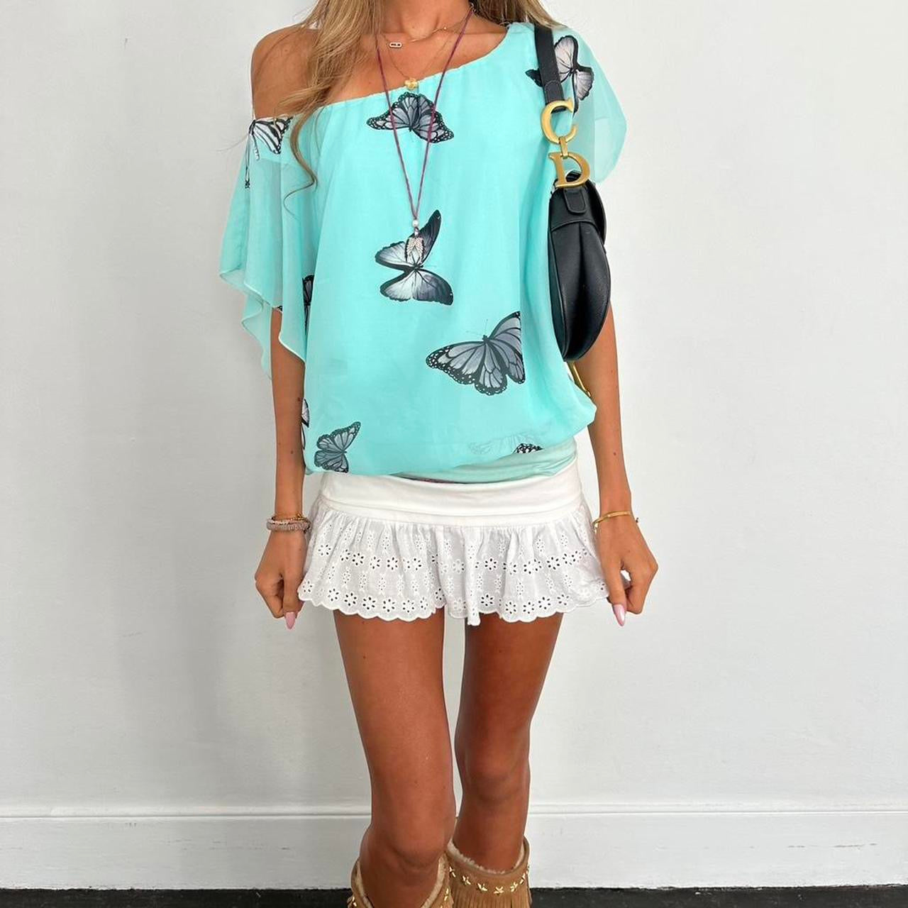 Vintage 2000s butterfly off the shoulder top