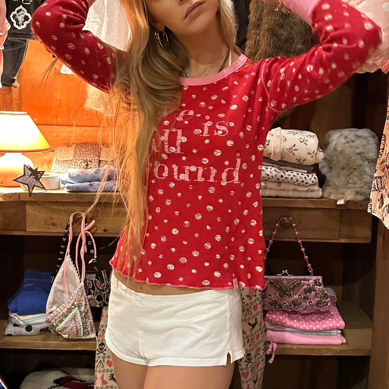 Vintage 90’s ‘Love is all around’ Victoria’s Secret waffle long sleeve top