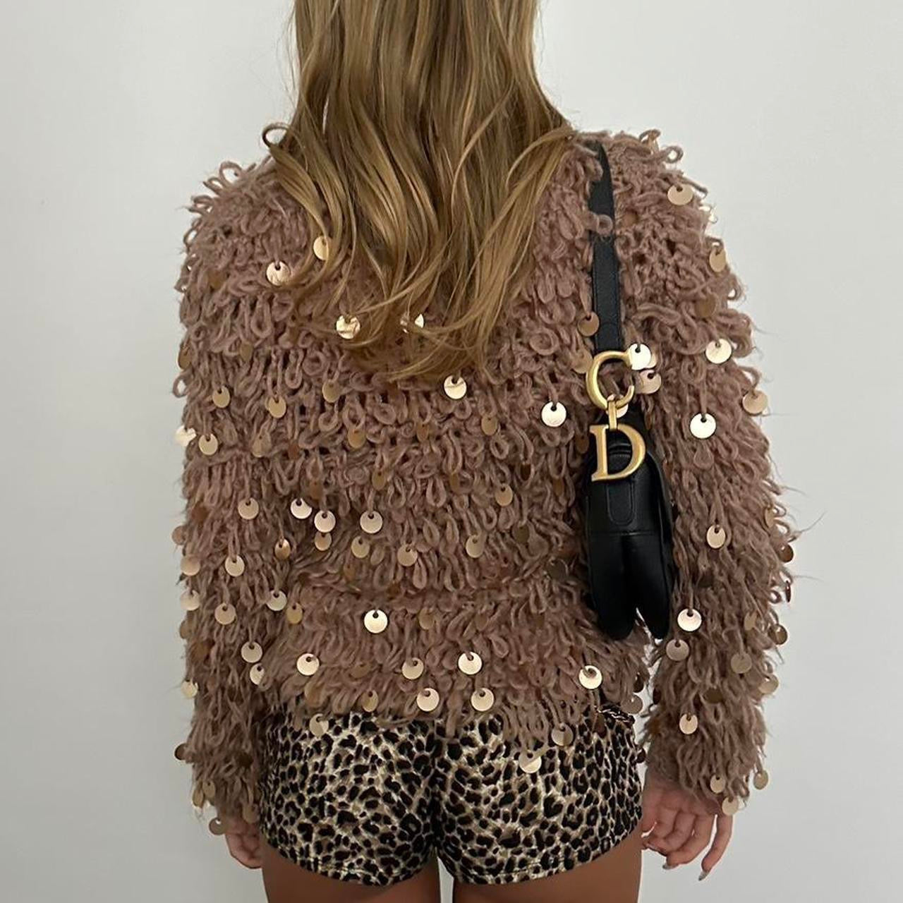 Vintage brown sequin knit cardigan