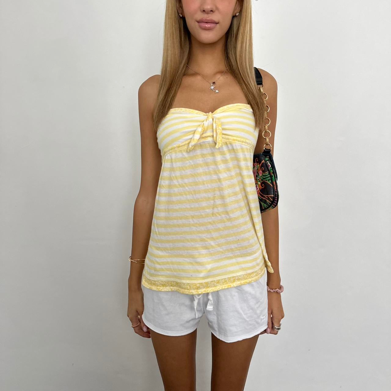 Vintage yellow striped island girl strapless top