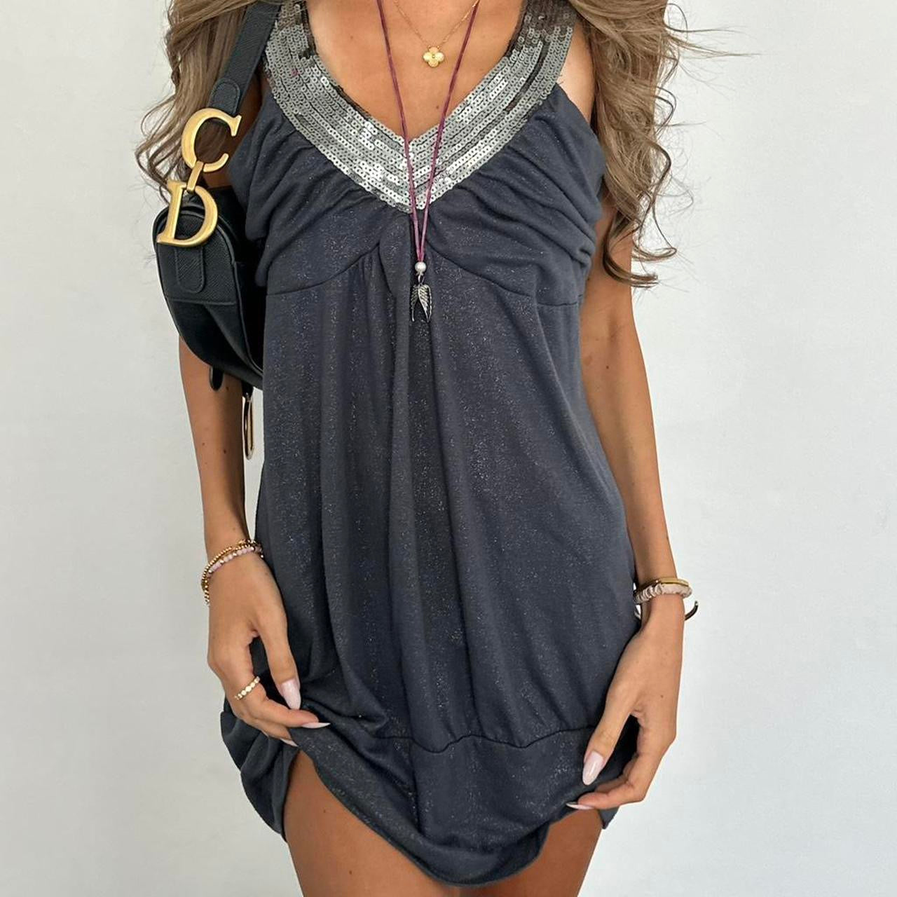 Vintage 00s silver sequin mini dress