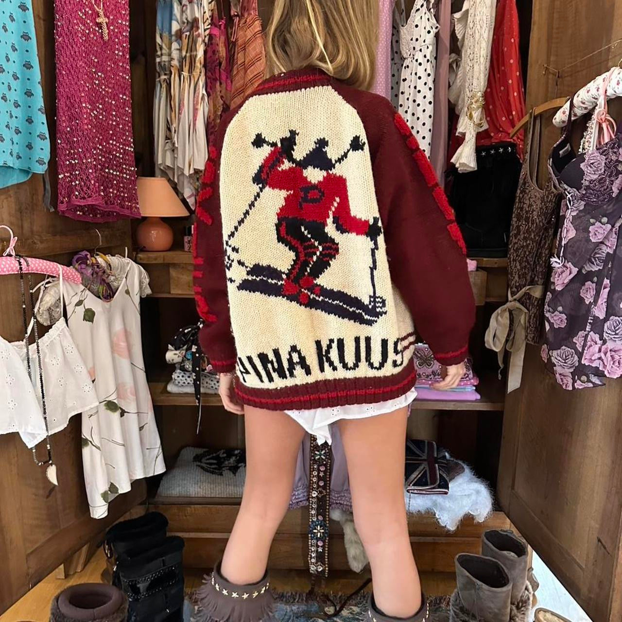 Vintage 90’s knitted ski rare winter cardigan jacket