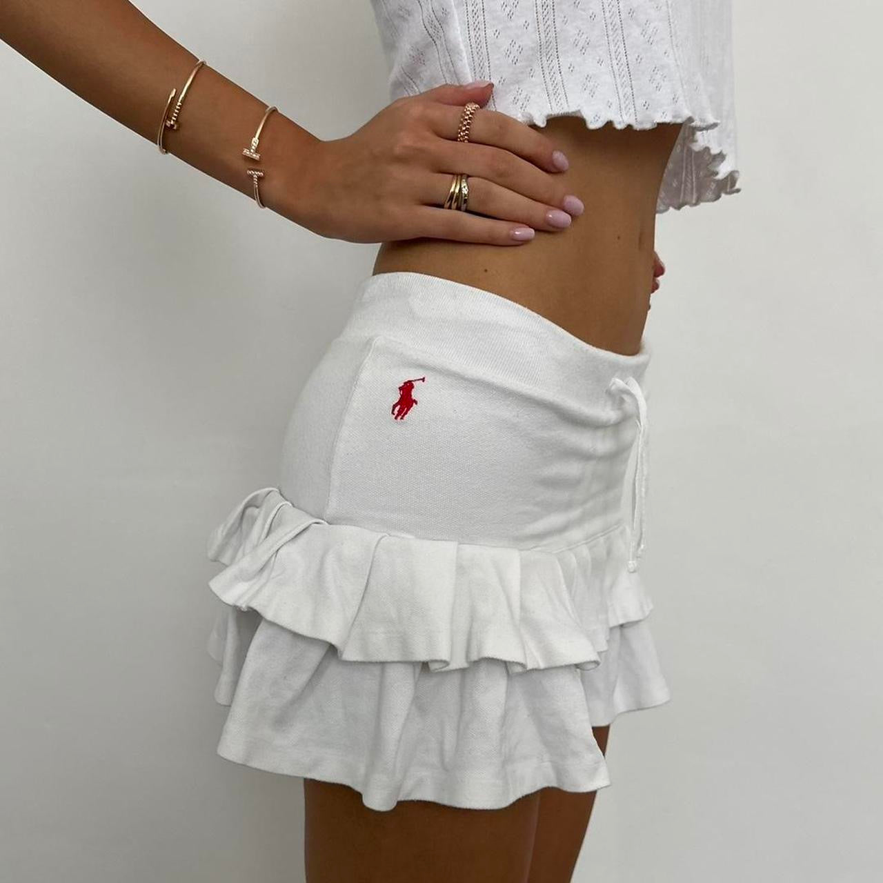 Vintage Ralph Lauren white ruffle mini skirt