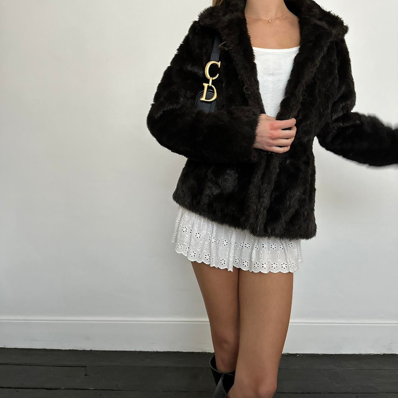 Vintage 2000’s dark brown faux fur jacket