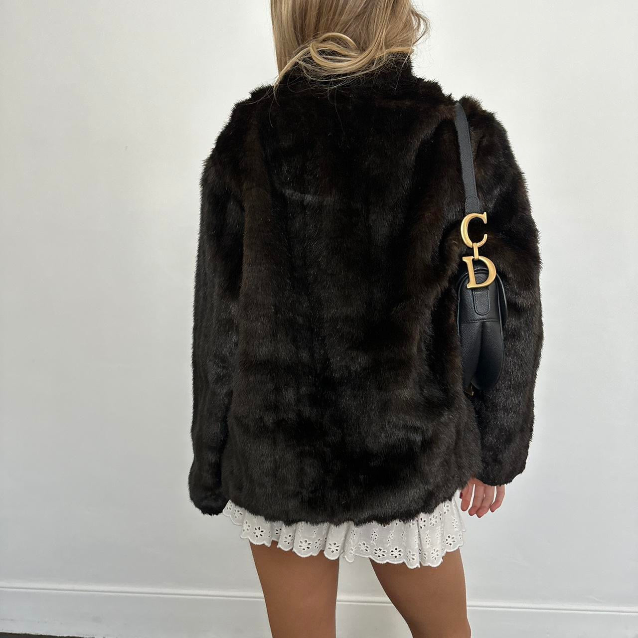 Vintage 2000’s dark brown faux fur jacket