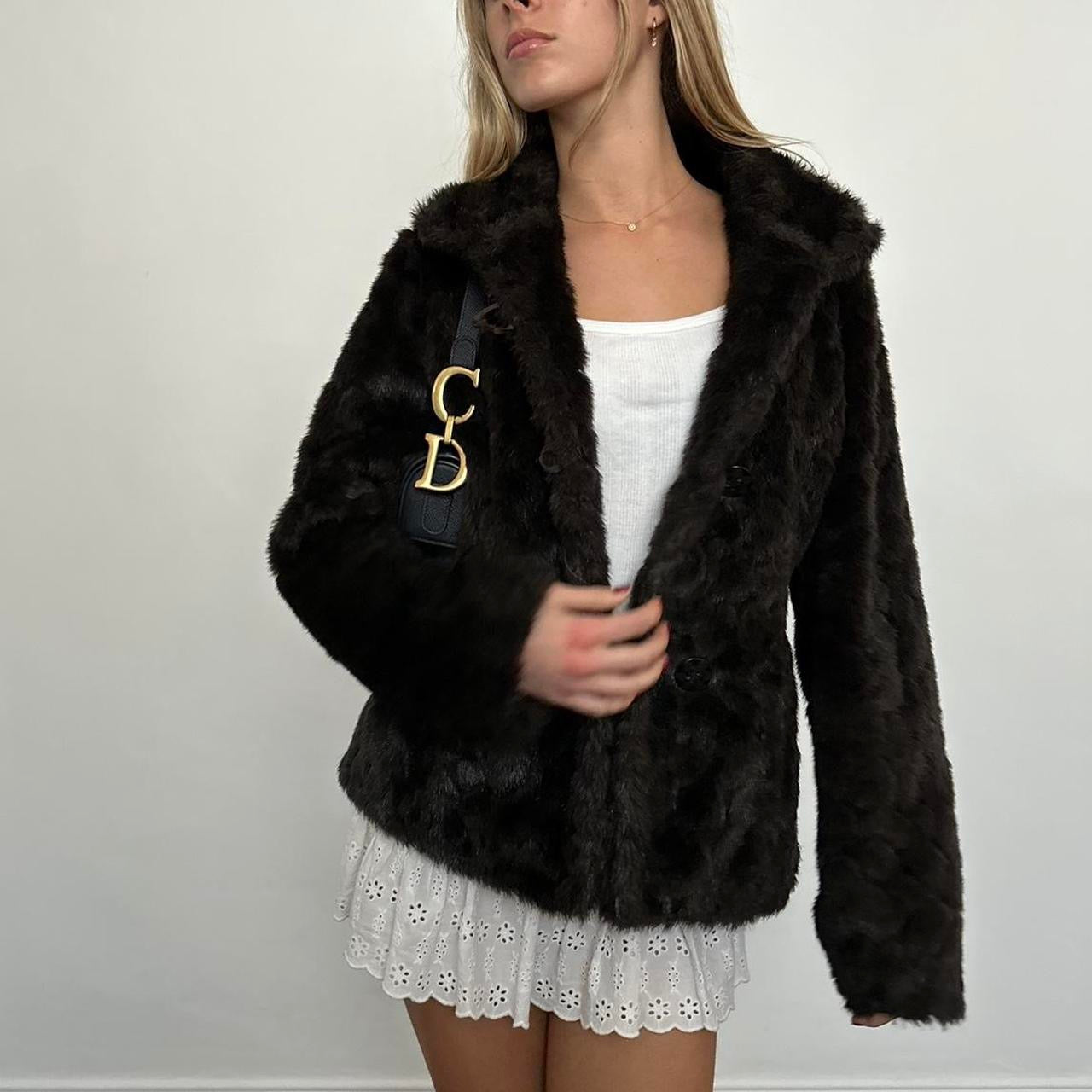 Vintage 2000’s dark brown faux fur jacket