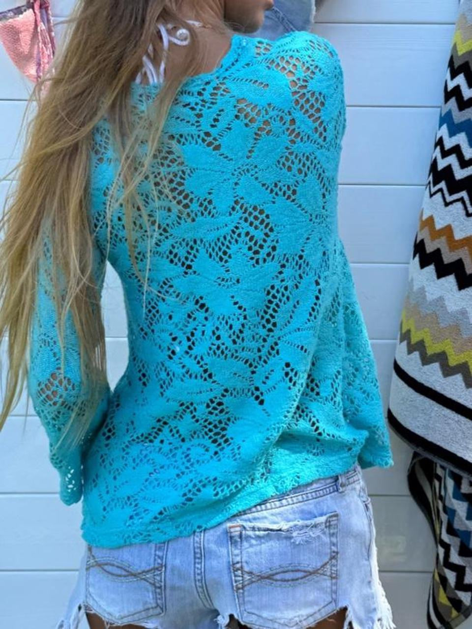 Vintage 00’s turquoise lace tie up top