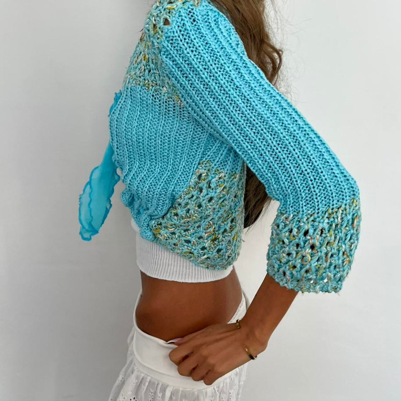 Vintage 2000s blue tie up cardigan top