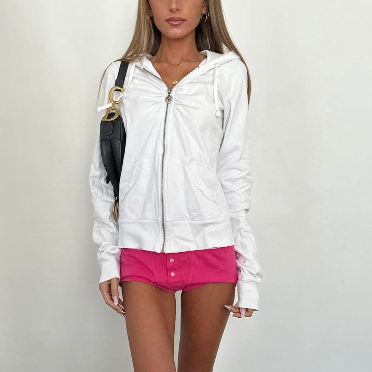 Vintage 00s white heart design zip up hoodie