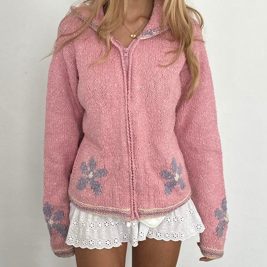 Vintage 90’s pink knit zip up jacket