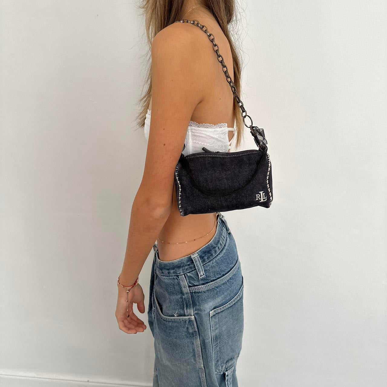 Vintage Ralph Lauren early 2000s denim chain shoulder bag