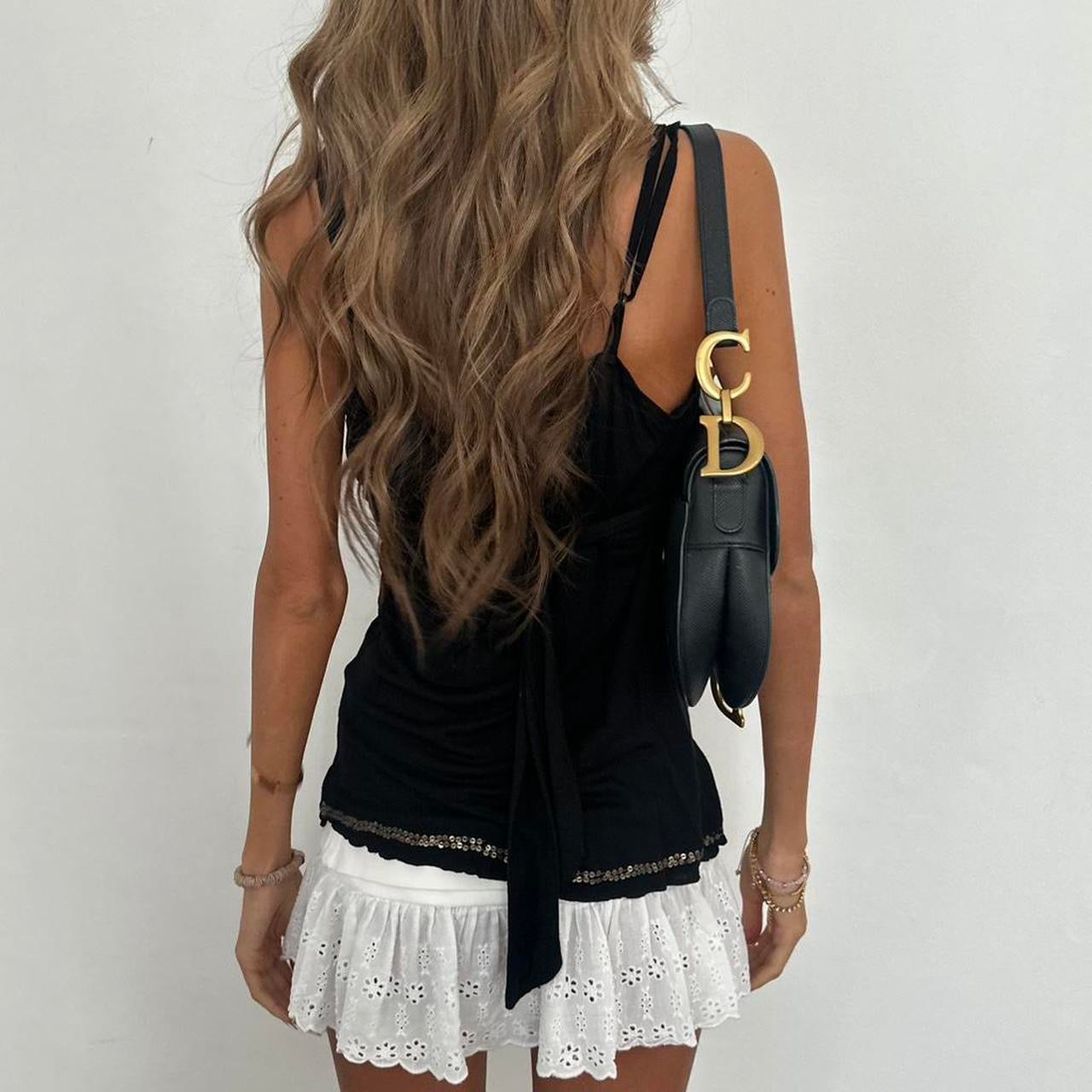 Vintage 00s sequin black cami top