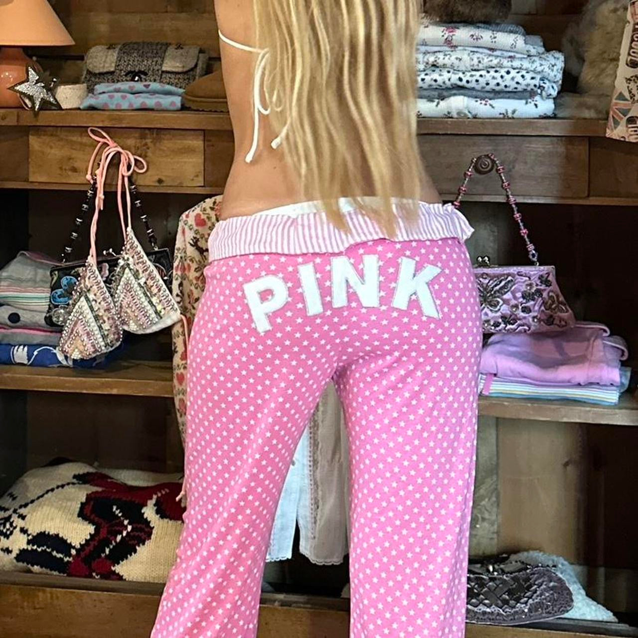 Vintage 2000’s Victorias Secret fold over pink star sweatpants