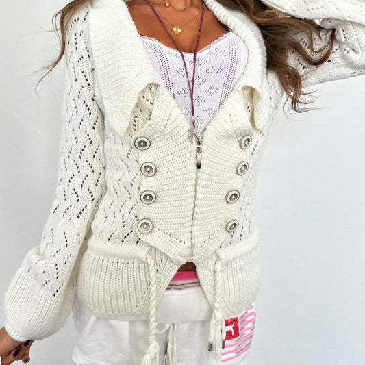 Vintage 90’s knitted white cardigan sweater