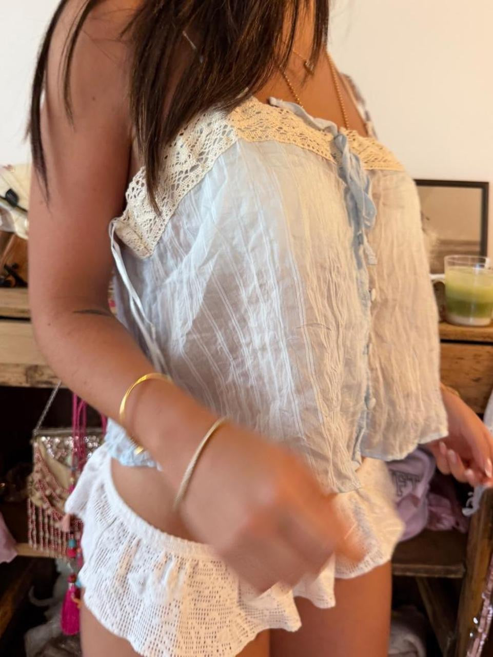 Vintage 00’s blue boho cami top
