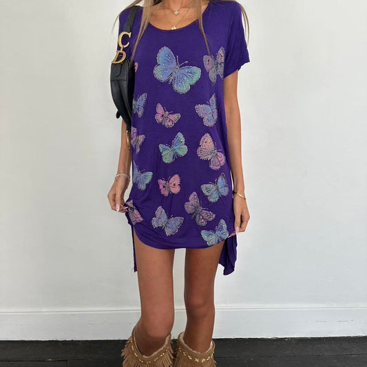 Vintage 00s butterfly purple mini dress