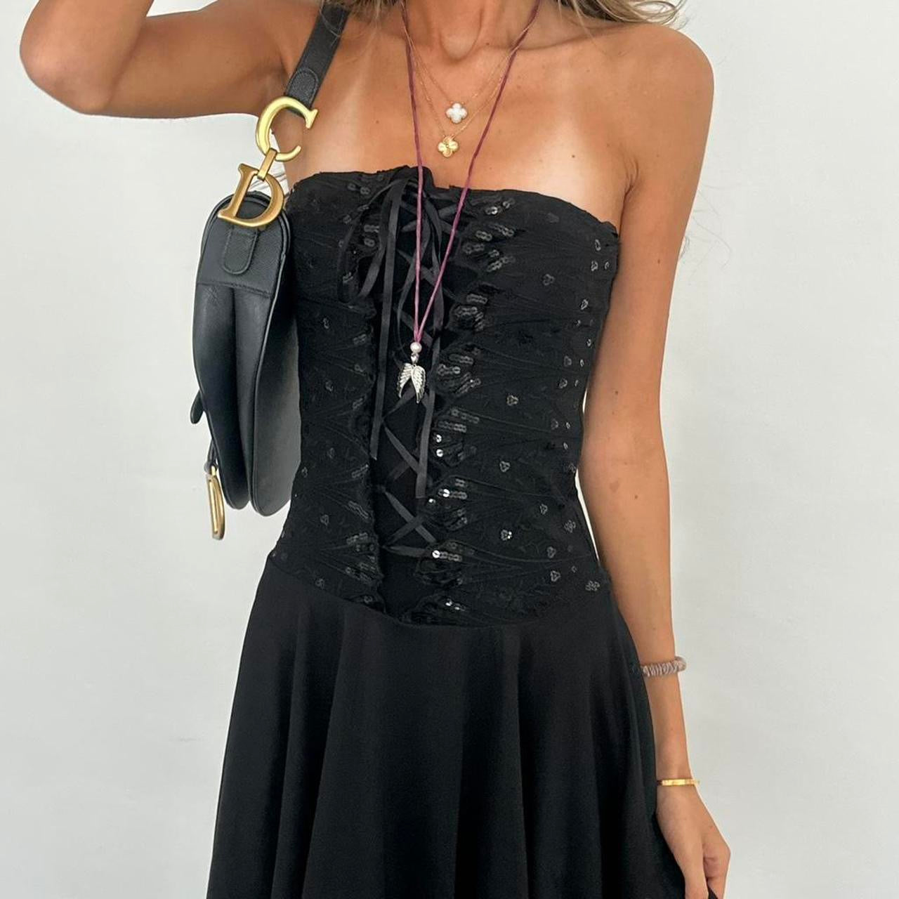 Vintage 00s black pixie midi dress