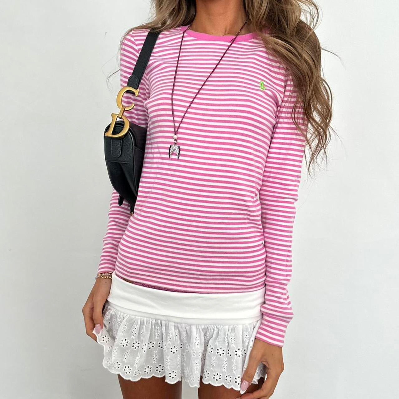 Vintage 90’s Polo Ralph Lauren pink striped long sleeve top
