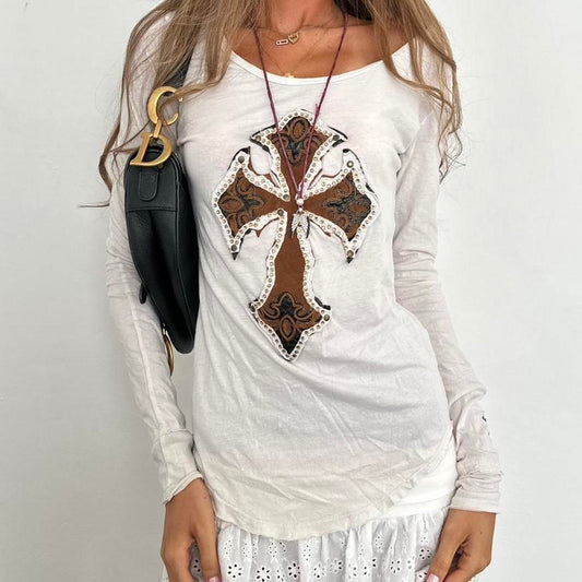 Vintage 2000’s brown cross long sleeve top