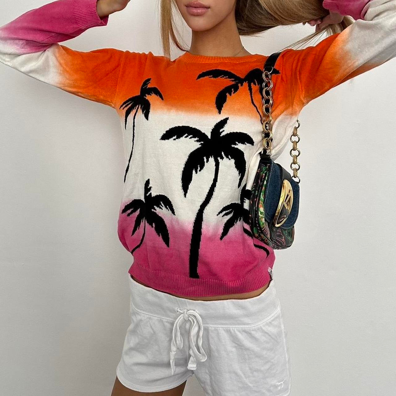 Vintage 90’s surf girl palm tree sweater