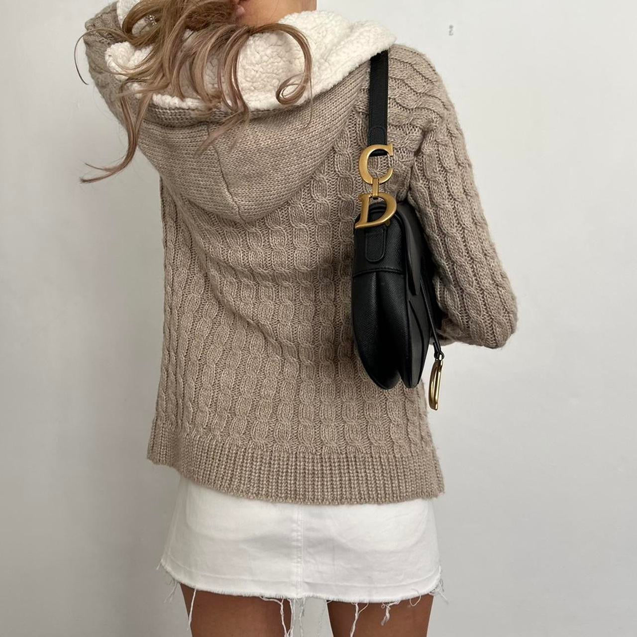 Vintage brown knitted hooded sweater