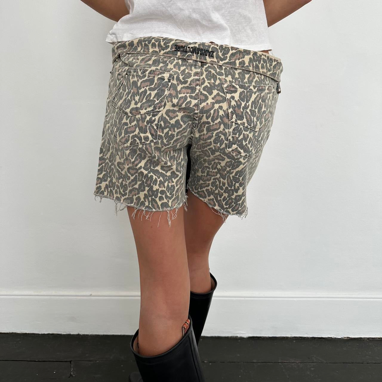 Vintage Zadig leopard print denim shorts