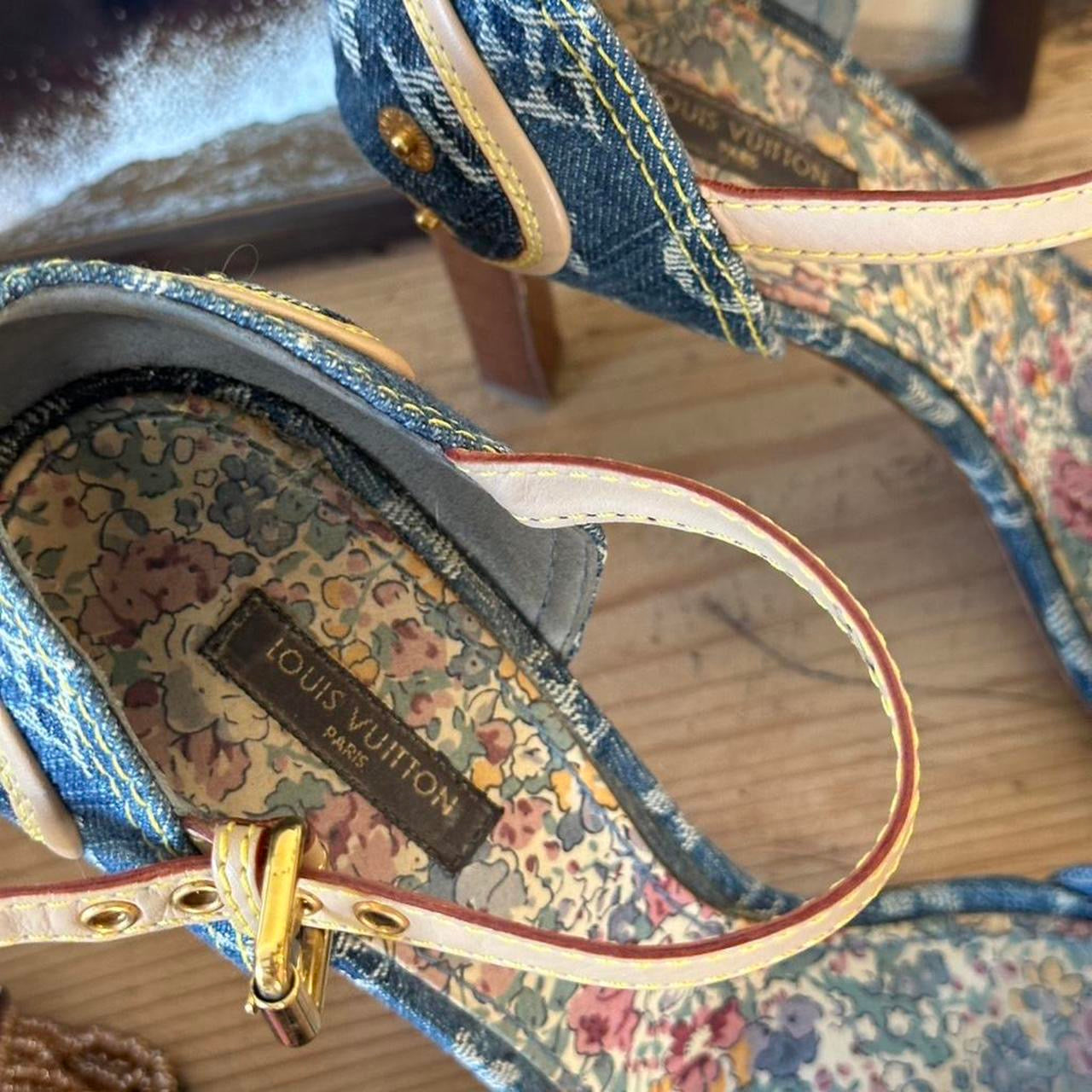 Louis Vuitton Denim Monogram Heeled Sandals