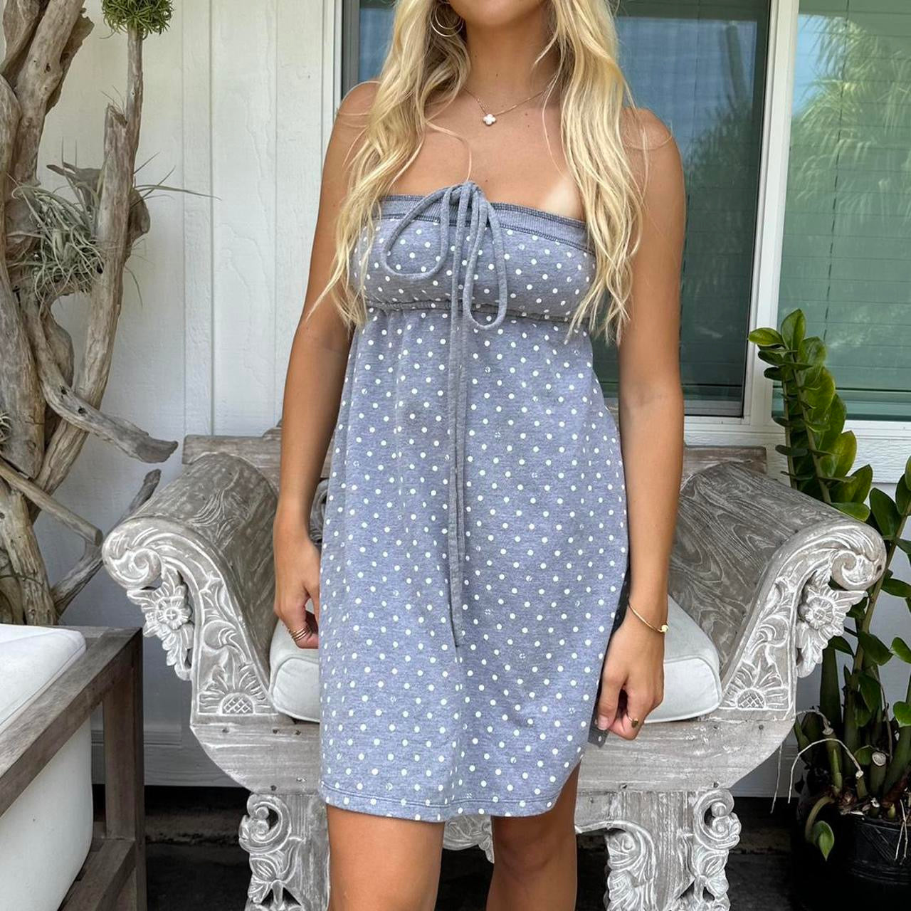Vintage Victorias Secret strapless grey dress