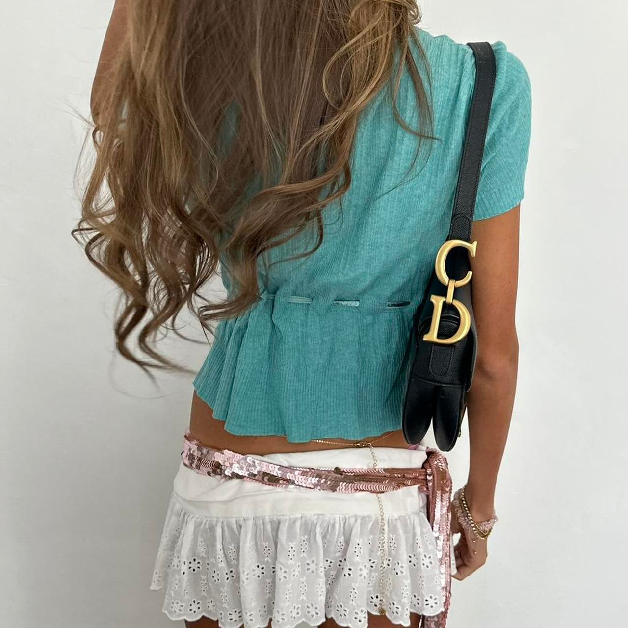 Vintage 00’s turquoise tie up cardigan top