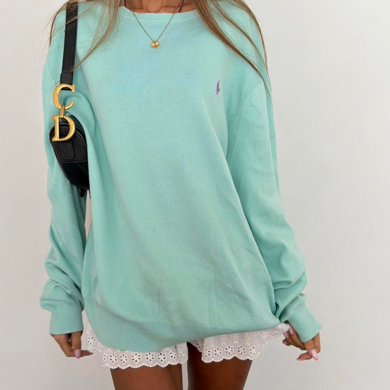 Vintage 00s Polo Ralph Lauren baby blue light sweater
